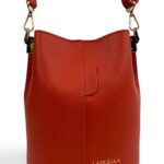 Torebka damska skórzana worek (bucket bag) LADUELLA czerwono-pomarańczowa