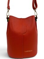 Torebka damska skórzana worek (bucket bag) LADUELLA czerwono-pomarańczowa