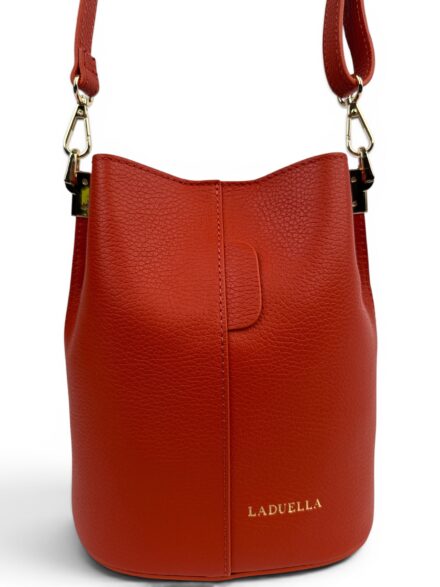 Torebka damska skórzana worek (bucket bag) LADUELLA czerwono-pomarańczowa