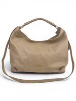Skórzana torebka LADUELLA hobo worek włoska skóra naturalna cappuccino