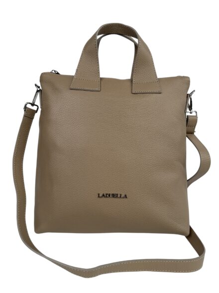 Torebka damska skórzana shopper A4 LADUELLA włoska skóra beżowa cappuccino