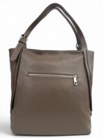 Torebka damska shopper skórzana mieści A4 LADUELLA beżowa taupe