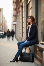Skórzana torebka kuferek LADUELLA 3 komory biznesowa elegancka czarna