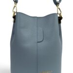 Torebka damska skórzana worek (bucket bag) na ramię LADUELLA jasnoniebieska