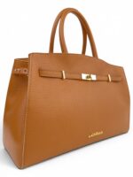 Shopperka damska skórzana A4 LADUELLA skóra naturalna Włochy brązowa camel