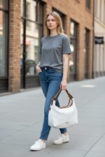 Torebka damska skórzana hobo na ramię i do ręki A4 LADUELLA biała