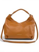 Skórzana torebka LADUELLA hobo worek włoska skóra naturalna brązowy camel