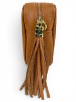 Skórzana torebka damska mała listonoszka crossbody włoska karmelowa