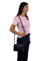 Włoska torebka listonoszka damska skórzana crossbody czarna