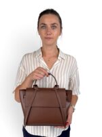 Kuferek damski skórzany włoski torebka Made in Italy LADUELLA ciemny brąz