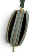 Włoska mała torebka damska skórzana listonoszka crossbody zielona miętowa