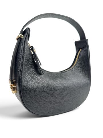 Elegancka torebka damska rogal hobo skóra włoska czarna