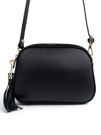 Włoska torebka listonoszka damska skórzana crossbody czarna