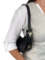 Elegancka torebka damska rogal hobo skóra włoska czarna
