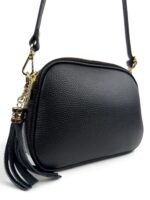 Włoska torebka listonoszka damska skórzana crossbody czarna