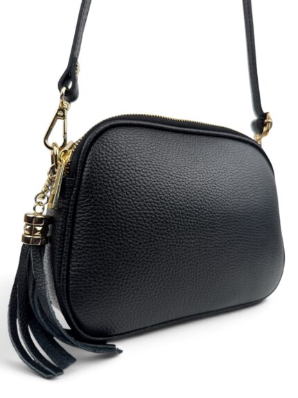 Włoska torebka listonoszka damska skórzana crossbody czarna
