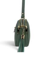 Włoska mała torebka damska skórzana listonoszka crossbody zielona miętowa