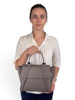Torebka damska skórzana kuferek włoska Made in Italy LADUELLA szara ciemna