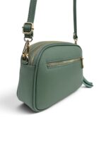 Włoska mała torebka damska skórzana listonoszka crossbody zielona miętowa
