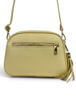 Listonoszka damska skórzana  na ramię crossbody włoska jasnożółta