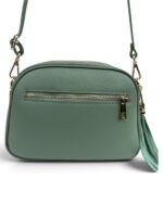 Włoska mała torebka damska skórzana listonoszka crossbody zielona miętowa
