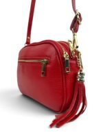 Włoska mała torebka damska skórzana listonoszka crossbody czerwona