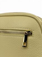 Listonoszka damska skórzana  na ramię crossbody włoska jasnożółta
