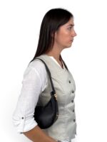 Elegancka torebka damska rogal hobo skóra włoska czarna