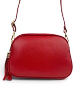 Włoska mała torebka damska skórzana listonoszka crossbody czerwona