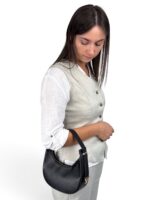 Elegancka torebka damska rogal hobo skóra włoska czarna