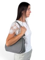 Włoska skórzana torebka listonoszka A4 z klapą LADUELLA szary ciemnoszary