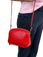 Włoska mała torebka damska skórzana listonoszka crossbody czerwona