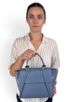 Torebka skórzana damska kuferek włoska naturalna skóra LADUELLA blękitna
