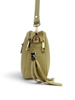 Listonoszka damska skórzana  na ramię crossbody włoska jasnożółta