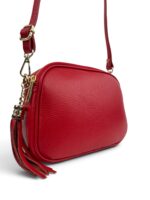 Włoska mała torebka damska skórzana listonoszka crossbody czerwona