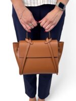 Torebka damska skórzana kuferek włoska Made in Italy LADUELLA koniakowa