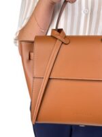 Torebka damska skórzana kuferek włoska Made in Italy LADUELLA koniakowa