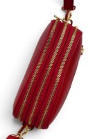 Włoska mała torebka damska skórzana listonoszka crossbody czerwona
