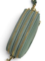 Włoska mała torebka damska skórzana listonoszka crossbody zielona miętowa
