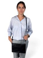Torebka skórzana miękka listonoszka kopertówka włoska skóra czarna