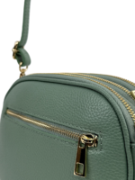 Włoska mała torebka damska skórzana listonoszka crossbody zielona miętowa