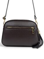 Włoska mała torebka damska skórzana listonoszka crossbody ciemny  brąz