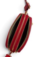 Włoska mała torebka damska skórzana listonoszka crossbody czerwona