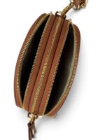 Włoska mała torebka damska skórzana listonoszka crossbody brązowa koniakowa
