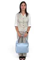 Torebka skórzana damska 2w1 plecak włoska naturalna niebieska błękitna - obrazek 5