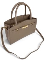 Elegancka torebka damska kuferek skórzana LADUELLA Włochy beżowa cappuccino - obrazek 7
