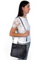 Torebka damska skórzana Hobo listonoszka LADUELLA Made in Italy czarna - obrazek 11