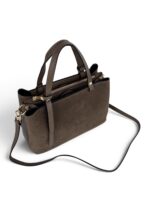 Torebka damska skórzana kuferek zamszowa Made in ItalyLADUELLA beżowa taupe - obrazek 7