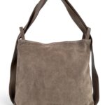 Torebka damska 2w1 plecak z zamszu naturalnego LADUELLA beżowa taupe