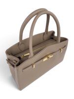 Elegancka torebka damska kuferek skórzana LADUELLA Włochy beżowa cappuccino - obrazek 5